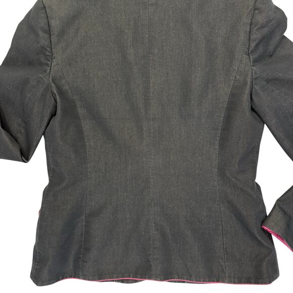 Vtg Apostrophe Blazer Skirt Suit Women Sz 8 Dark Blue Hot Pink Office 90s Work - Picture 8 of 16